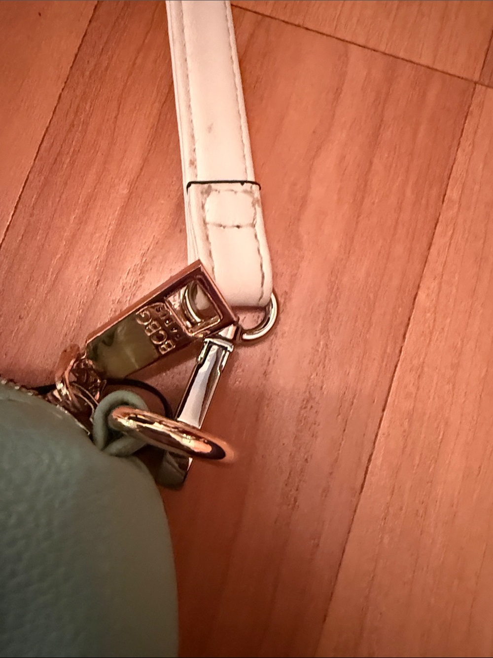 BCBG Mint Green Crossbody Bag with White Strap - Picture 3 of 5